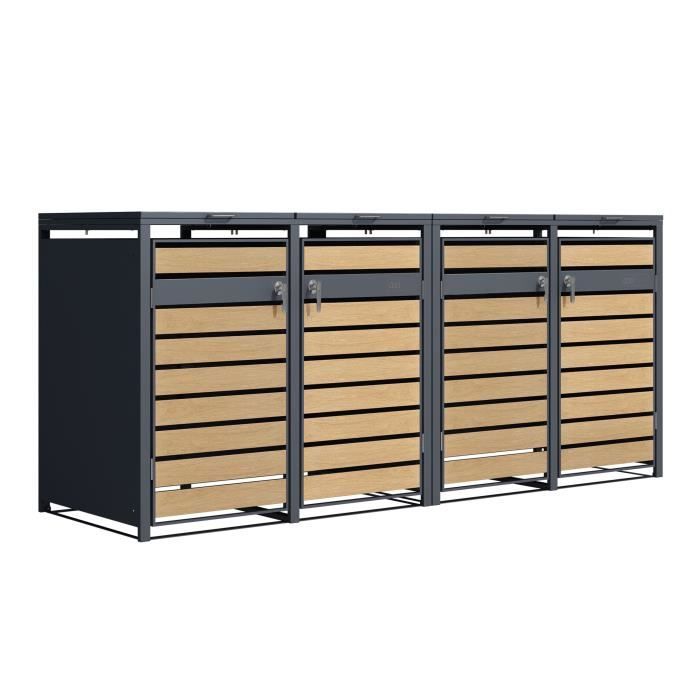 Abri de poubelle double sur roulettes 240 L Acier inoxydable - SALALIS