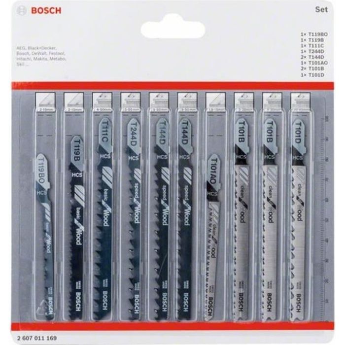 Bosch Lames de scie sauteuse Wood set de 10 pièces 2607011169 - vue 2