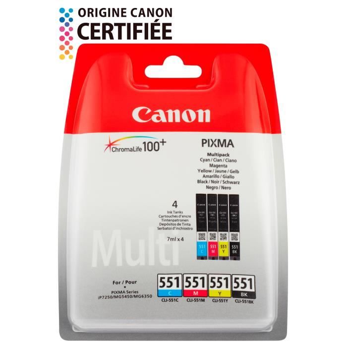 Canon Pack Cartouches CLI-551 C 3 Couleurs + Noir Blister non sécurisé