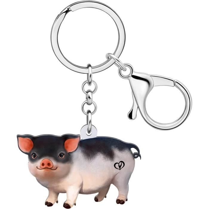 Porte-clés Acrylique Motif Cochon - Décoration Fun Pour Clés, Sac Ou Voiture, Dimensions Environ 5 Cm, Surface Lisse