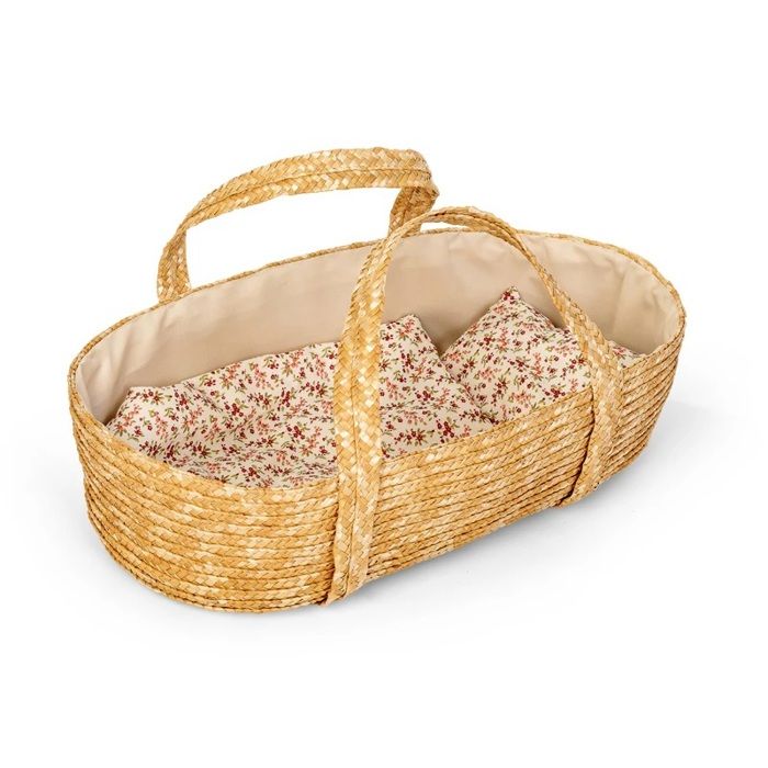 Nacelle pour poupée - DISVALTOYS - Moses - Rembourrée - Coussin et matelas inclus - Tressée avec poignées