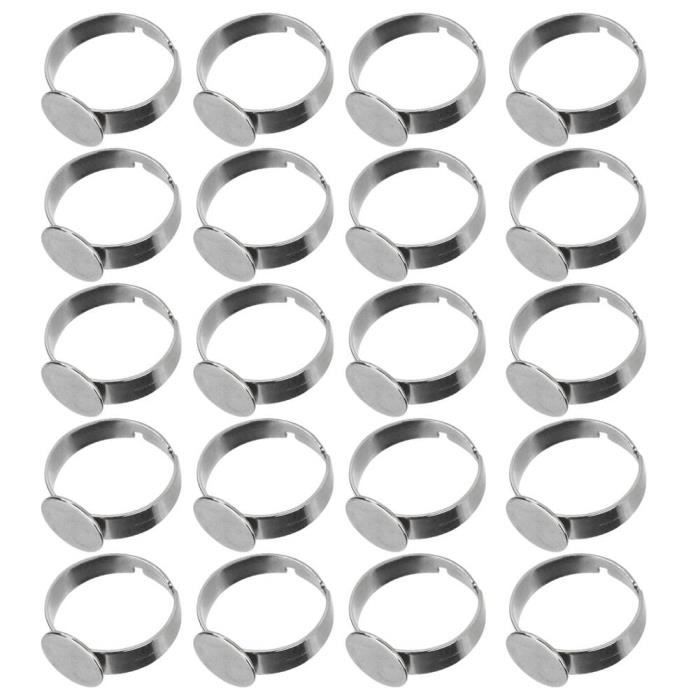 RDNKVB 15pcs Bagues Réglables Anneaux Vierges En Acier Inoxydable Anneau Plat ébauches Pad Réglable Base De Bague Pour Bijoux à Bricoler Soi Même Artisanat Décoration