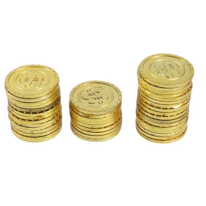 100 pièces en plastique d'or pirate fausse monnaie jouet