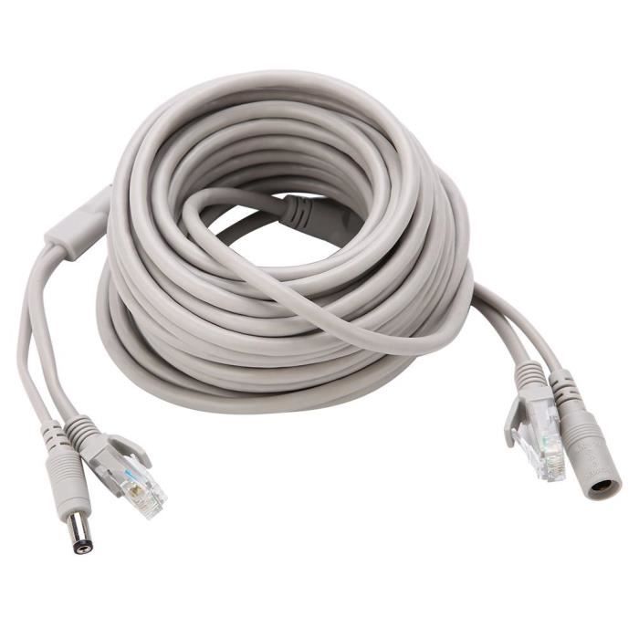 Câble Ethernet RJ45 + Alimentation 15M - Câble Deux-en-un Cat5 Pour Caméras IP Et Système NVR