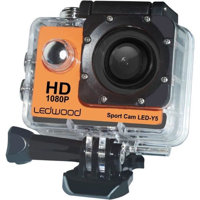 LEDWOOD Y5-CAMERA Action Cam, Sport Cam, Caméra Embarquée Full HD 1080p, Boîtier étanche jusqu'à 30 mètres
