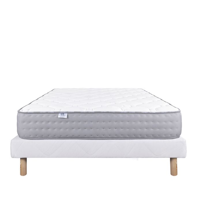 LUXURY LITERIE - Ensemble matelas + sommier - ZEN - 140 x 190 cm - Tapissier - Ferme - Face été/hiver