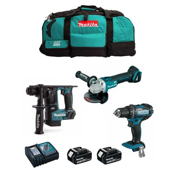 Kit d'outils électriques MAKITA DGA504 + DDF482 + DHR171 Sans fil 18V 2 batteries 3 0 Ah