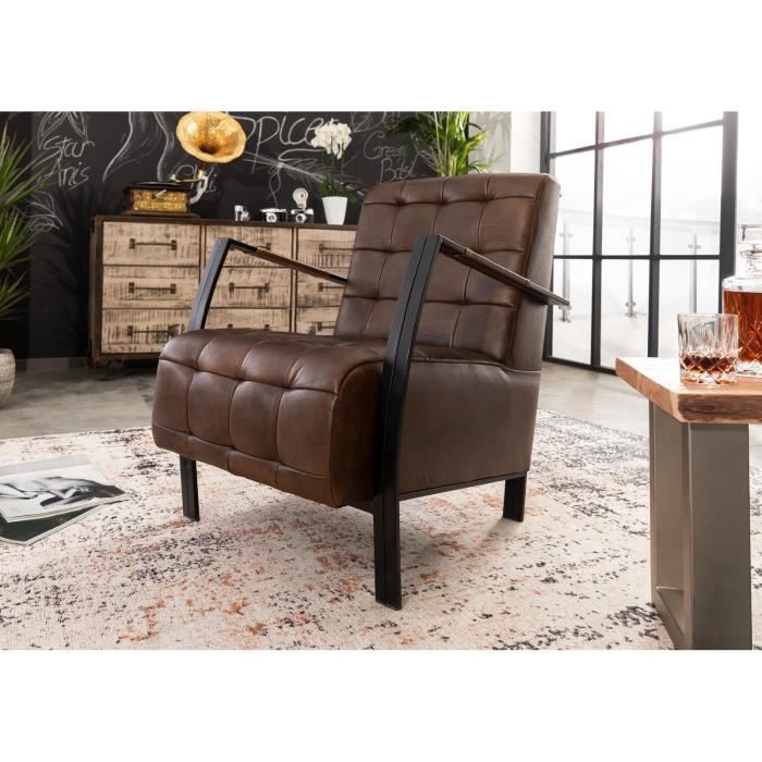 Fauteuil - Cuir (Marron) - IRON LABEL 14 Fauteuil - Cuir (Marron) - IRON LABEL 14