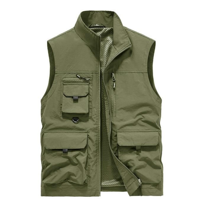 Gilet De Travail Homme Col Mao – Zippé, 3 Poches, Doublure Chaude, Sans Manches, Coupe Vent, Pour Hiver Et Extérieur