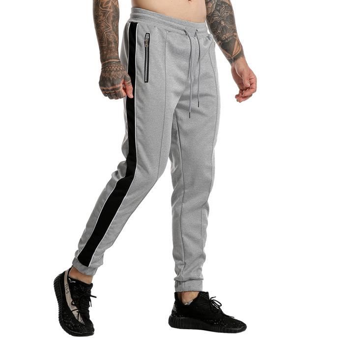 Pantalon jogging baggy bandes latérales pour homme