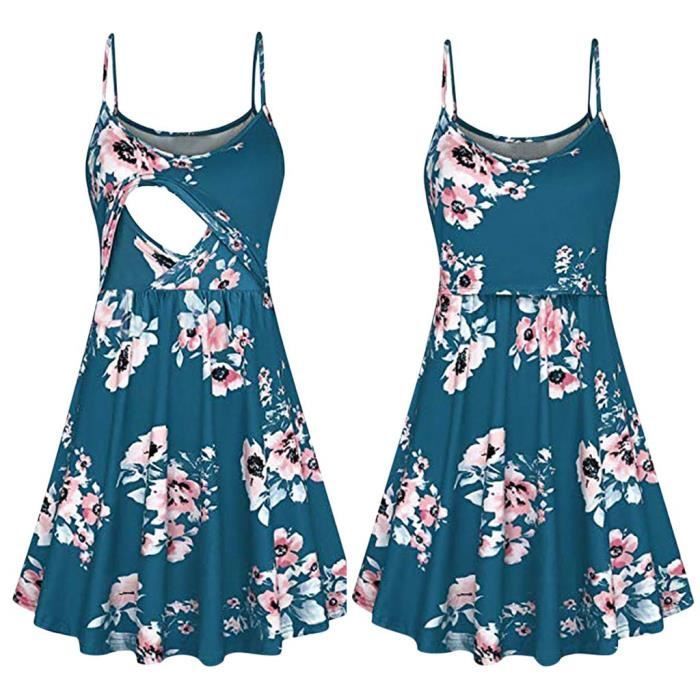 KOJOOIN Robe De Maternité Rayée Col Rond Manches 3/4 Avec Ceinture - Confortable Et Élégante
