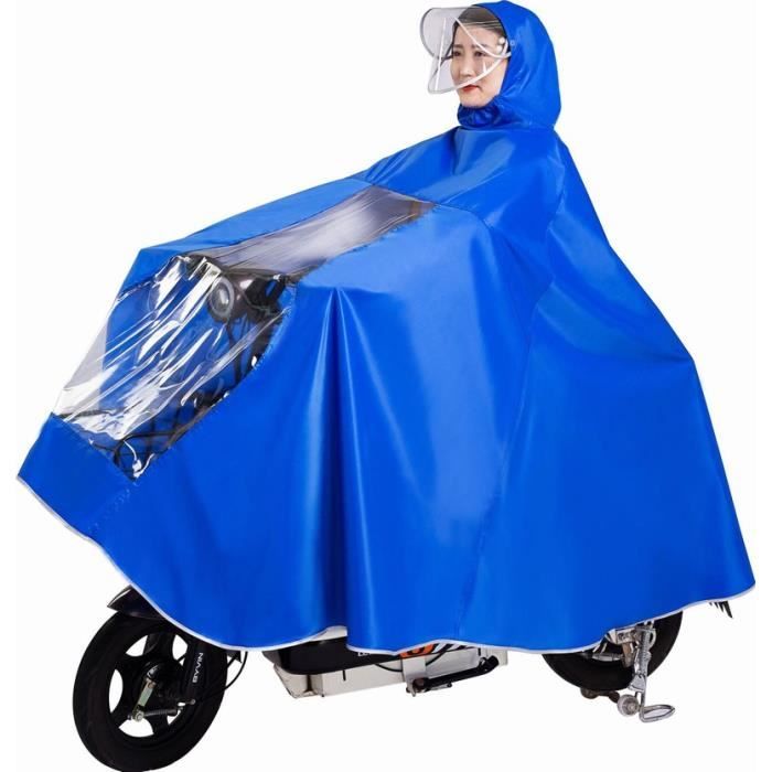 Poncho de pluie grande taille Tissu Oxford épais homme et femme avec bord  et visière vélo électrique, moto couverture sans miroir