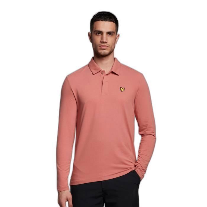 Polo manches longues boutonné Lyle Scott rose brown M Rose