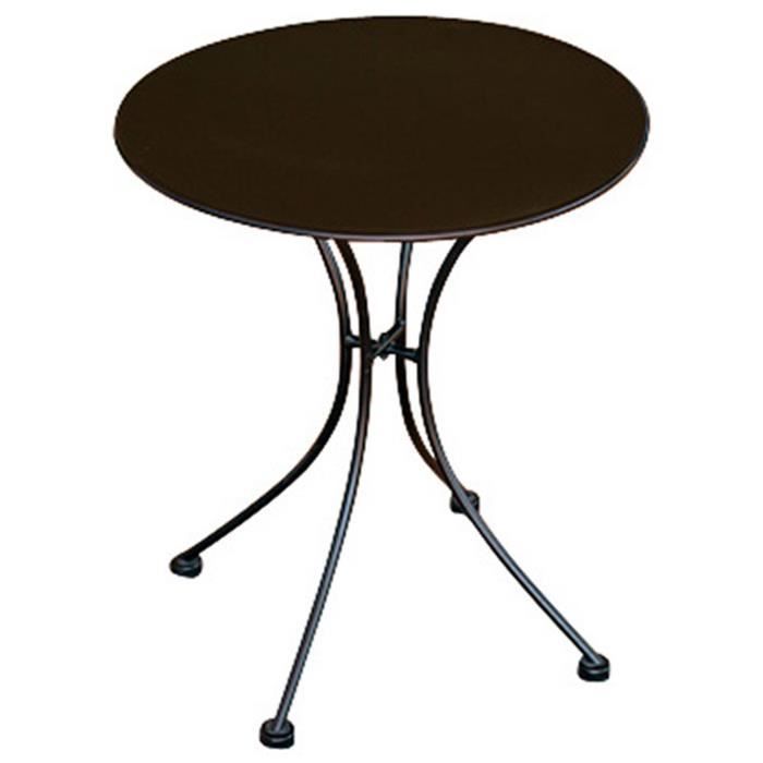 Table Rond De Jardin En Fer Forge Coloris Noir Dim H 72 X L 60