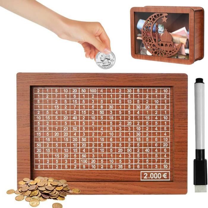 Tirelire En Bois Numérique Avec Compteur Et Autocollants Objectifs - Idéal Pour Enfants Et Économie
