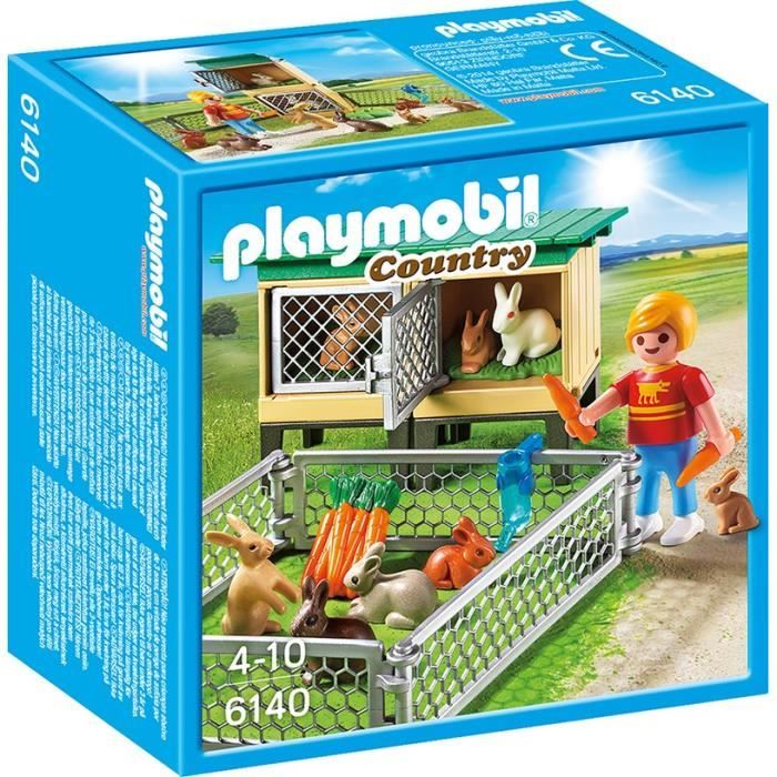 PLAYMOBIL - Country - Enfant avec Enclos à Lapins et Clapier