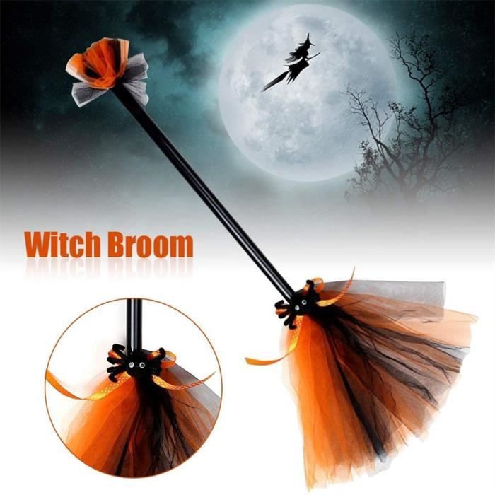 Happyyami Balai De Sorcière Plastique Pour Garçon Fille Accessoire De Cosplay Halloween Avec Décoration Maille Pour Fêtes Et Déguisements De Sorcière