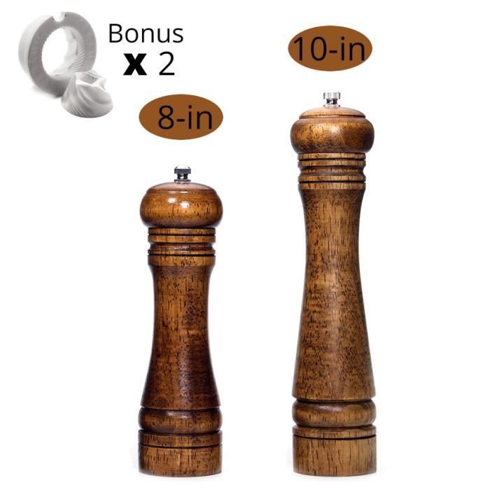 Lot De 8 Moulins à épices Vide - Broyeur Céramique Réglable - Verre Et Inox - 6.4x13.5cm