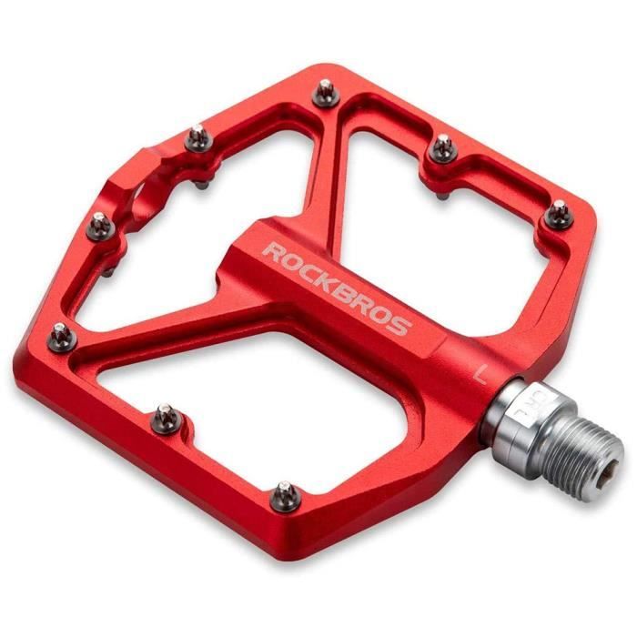 Pédalier de vélo en alliage d'aluminium ROCKBROS - Rouge - Pour cyclisme VTT sur route - Garantie 2 ans