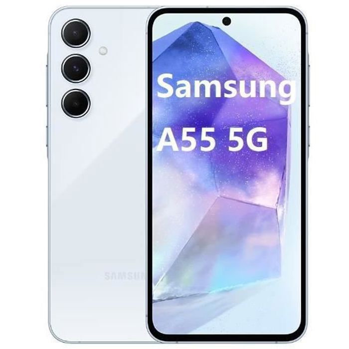 SAMSUNG Galaxy A55 5G Smartphone 8 + 128Go Bleu - Version Global