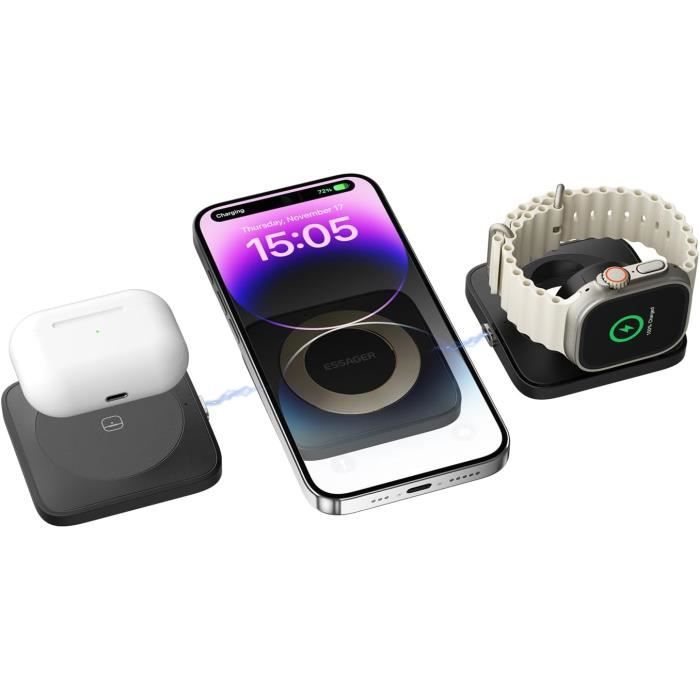 Support Téléphone Voiture Magnétique 15W – Ventouse Gel Nano – Compatible MagSafe IPhone 12-16 – Réglable 360°