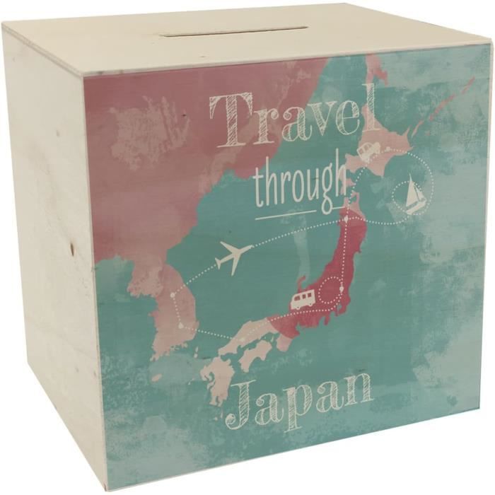 Tirelire En Bois Travel Fund Avec Poignée - Tirelire Design Voyage Pour Économiser En Toute Élégance