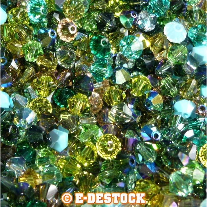 50 Perles Swarovski® Toupies 4mm MULTICOLORE FORET