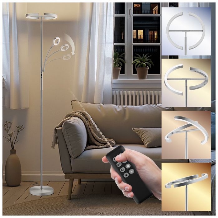 Lampadaire - TECTAKE - Lampe sur pied AURALIS LED 20W réglable différentes températures de couleur Ø 31 5 x 188 cm - Mat Lampadaire - TECTAKE - Lampe sur pied AURALIS LED 20W réglable différentes températures de couleur Ø 31 5 x 188 cm - Mat