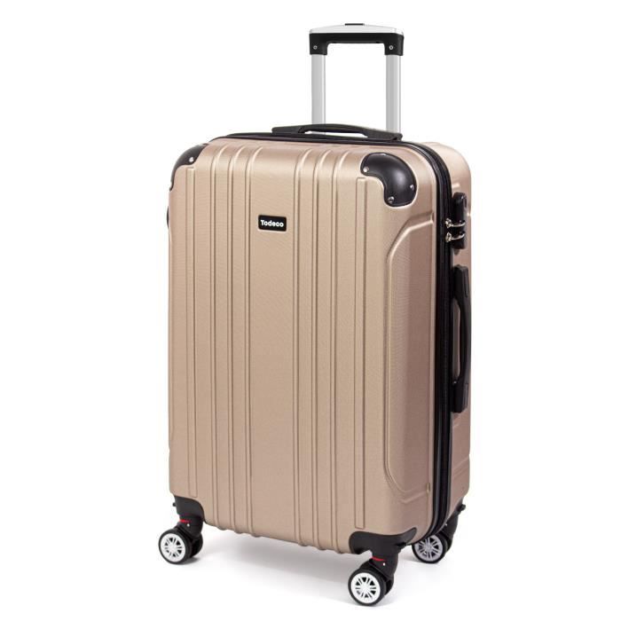 valise moyenne taille 68cm, valise de voyage, rigide e légère abs valise de voyage à roulettes valises, 68x45x26cm, champagne