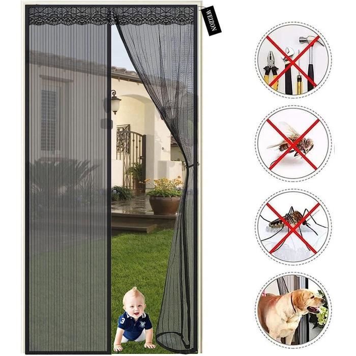 Moustiquaire Porte Fenetre Magnétique 130x250cm Auto Adhésif