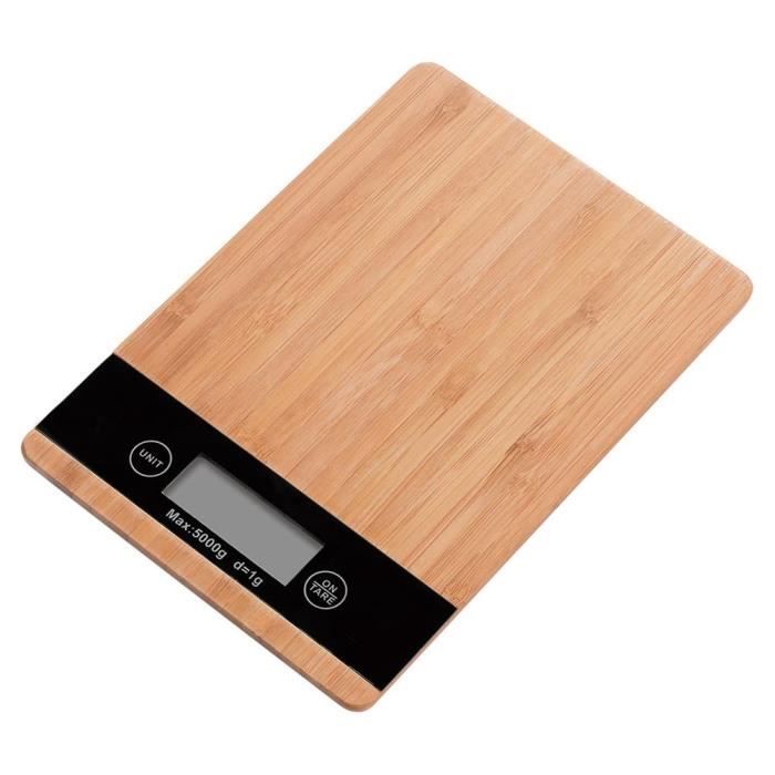 Balance De Cuisine En Bambou Noir Pebbly - Précise, Design, Capacité 5kg
