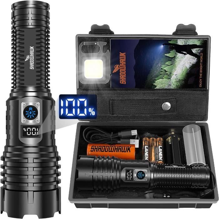 Lampe Torche LED Rechargeable, 2000LM Flashlight Lampe De Poche Led Ultra Puissante Tactique En Aluminium 3 Modes Eclairage Zoomable Pour Camping 98314542