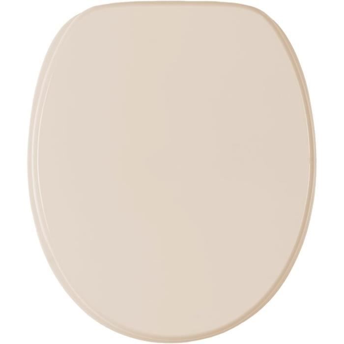 Abattant WC Avec Frein De Chute - Fermeture Douce, Clipsable Pour Nettoyage, Couleur Beige, Forme D, Dimensions 427x360 Mm