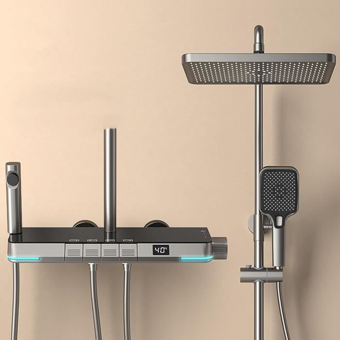 YJWGXK Kit de robinet de douche, système de douche numérique piano gris