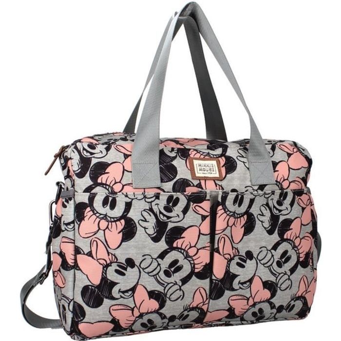 Sac à Langer avec Poches Latérales & Tapis a Langer, Minnie Mouse Gris