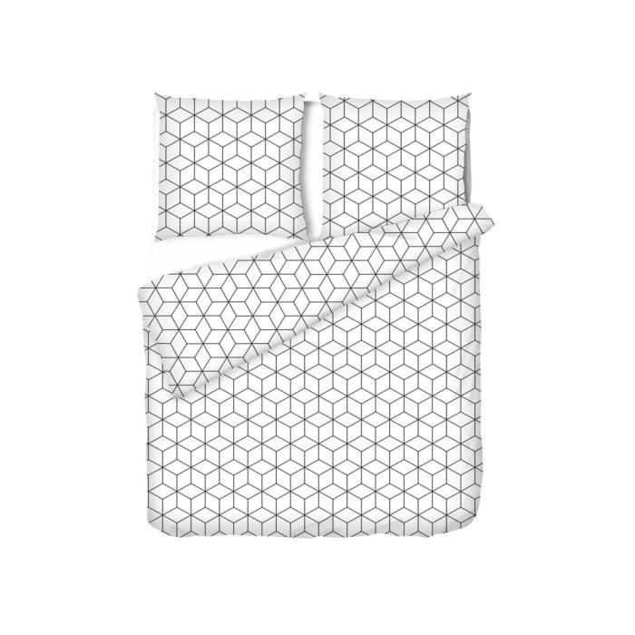 Drap Plat 100% Coton 57 Fils/cm² - 240x300cm, Noir, Qualité Supérieure