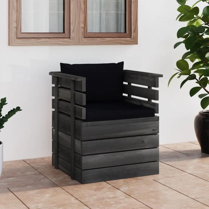 topseller* chic fauteuil de jardin avec coussins bois de pin(poids:23.48)|2806