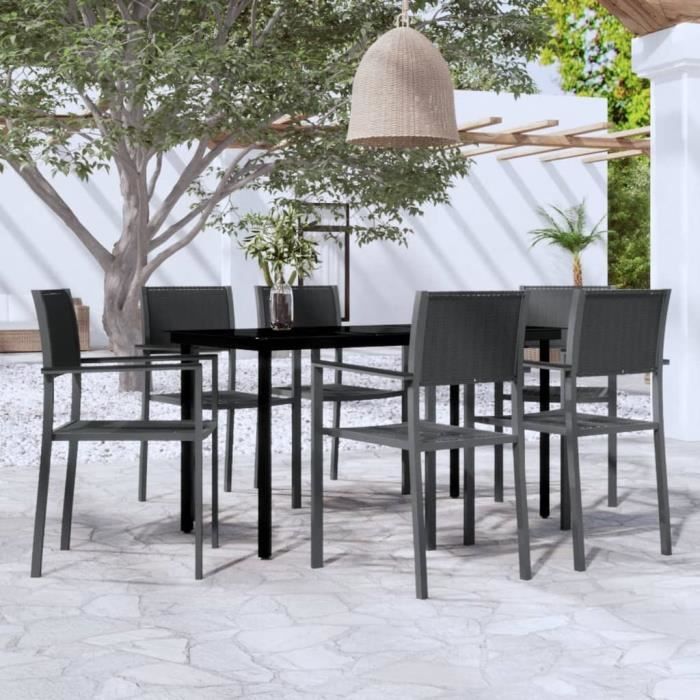 vidaXL Ensemble à Manger de Jardin Coussins 11 pcs Chaises à Manger avec Accoudoirs Ensemble de Meubles avec Table 3211147 - vue 5