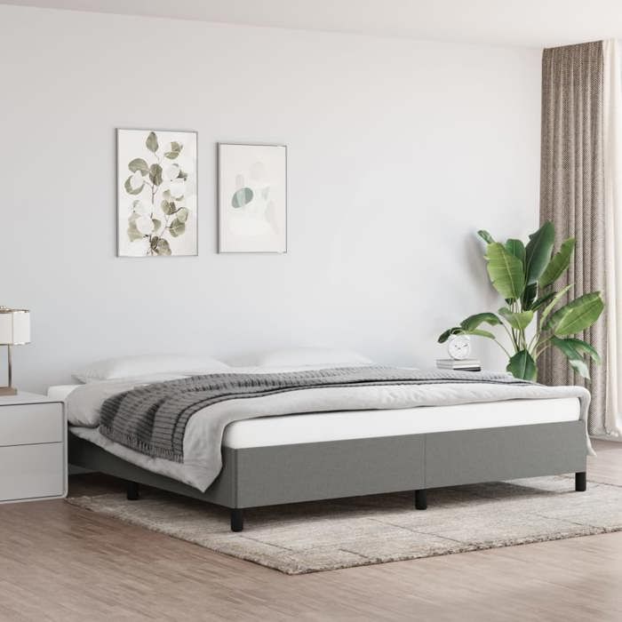 vidaXL Cadre de lit sans matelas gris foncé 200x200 cm tissu 347091