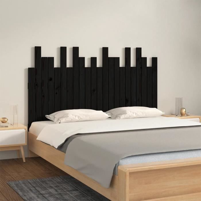 Tête De Lit Murale En Bois D'Ingénierie Noir - Dimensions 200x80x1.5 Cm, Pour Lits Sans Tête De Lit