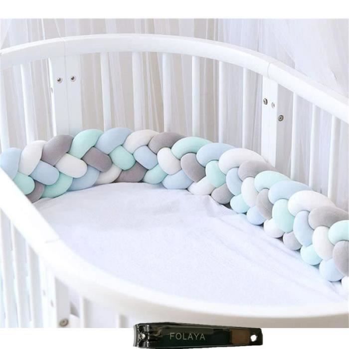 Bh210 2 2m Tour De Lit Bebe Coussin Serpent Coussin Tresse Pare Chocs Velours Bebe Protection Chambre Decor Blanc Gris Vert B Cdiscount Puericulture Eveil Bebe