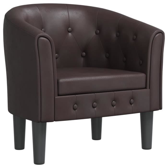 Fauteuil cabriolet - ZERODIS - LC033 - Similicuir marron - Dimensions 70x56x68 cm - Charge 110 kg