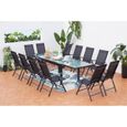 Salon de jardin - 12 places - BRESCIA  - Concept Usine - extensible - Aluminium - Table Rectangle - 12 fauteuils - Gris-1