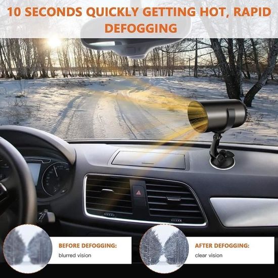 Chauffage 12V Voiture 2 En 1 Dégivreur Et Ventilateur - Dégivreur Pare-Brise Avec Support Ventouse