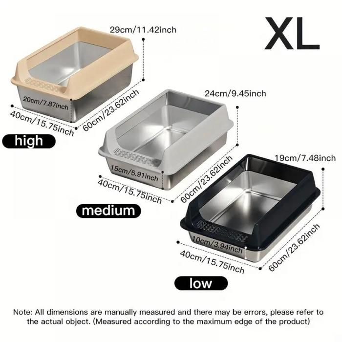 Litière En Acier Inoxydable Pour Chat Avec Couvercle, Litière XL Pour