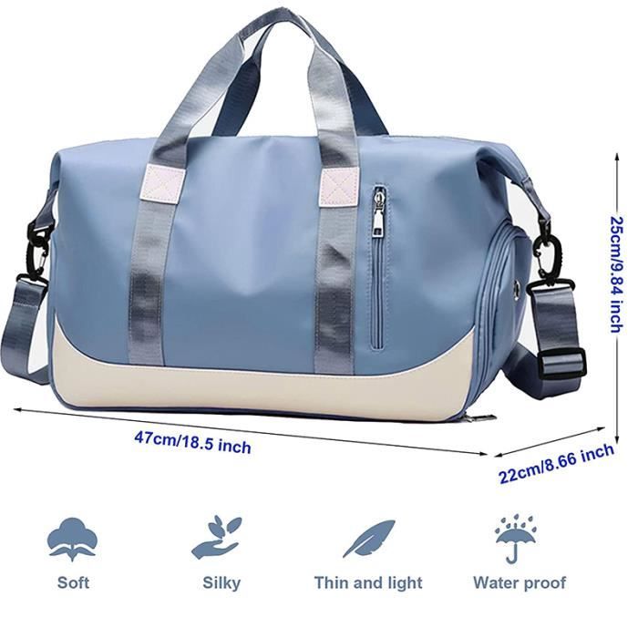 Sac de voyage pliable, fourre-tout de sport, sac à bandoulière, sac à  bagages, lot de 2 (rose + bleu).