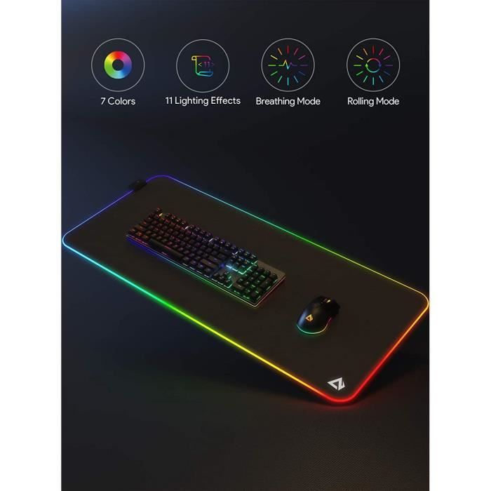 7MAGIC Tapis de souris gaming étendu 800 x 300 mm, RGB tapis de clavier  avec lumière, Avec chargement sans fil - Cdiscount Informatique