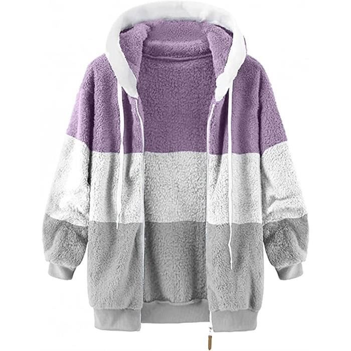 Veste Polaire Femme Chaude Sweats Manteau à Capuche Zippé