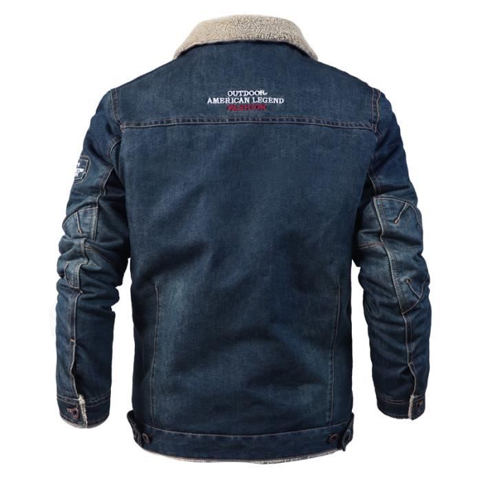 2019 Fourrure Epaissir Veste En Jean Homme Hiver Marque Luxe Manteau Homme Slim Blouson Jean Pour Hommes Bleu Bleu Cdiscount Pret a Porter