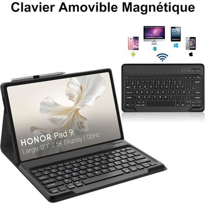 Coque Clavier AZERTY Français Pour Honor Pad 10 (12,1") - Magnétique, Bluetooth - Protection Tablette + Clavier - Bleu